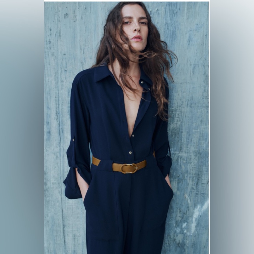 Zara Jumpsuit with Belt and Laper Collar | NWT
